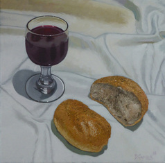 bread, wine, glass, red