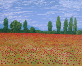 poppy, poppies, field,tree, red